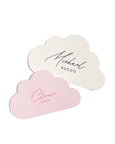Custom Pink Baby Name Sign with Cloud Design