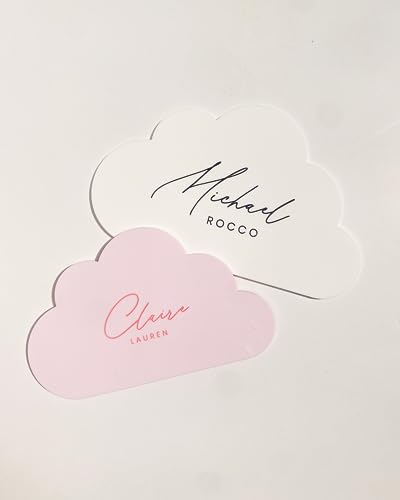 Custom Pink Baby Name Sign with Cloud Design