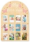ORIGACH 12-Month Baby Growth Photo Display Board - Pink Butterfly Design