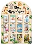 ORIGACH 12-Month Baby Growth Photo Frame with Jungle Animals
