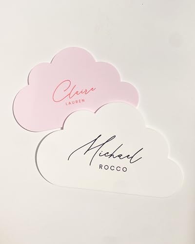 Custom Pink Baby Name Sign with Cloud Design