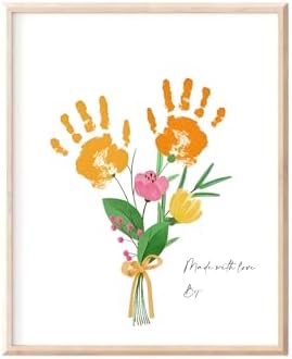 Poranlem Baby Handprint Floral Bouquet Wall Art Print