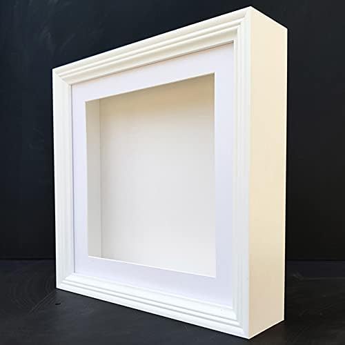 WANLIAN 10x10 Shadow Box Frame with European Border White 2-inch Depth