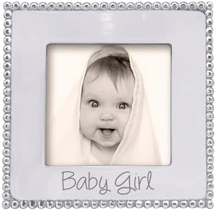 MARIPOSA BABY GIRL Beaded 4x4 Frame Silver