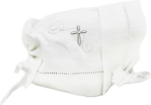 Integrity Designs Baby Linen Bonnet with Cross Embroidery 1