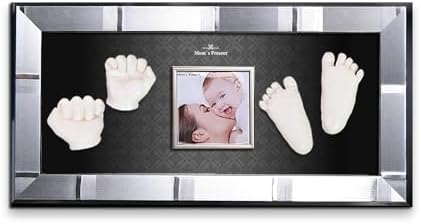 LOVE MOMS PRESENT Baby Hand Footprint Casting Kit with Silver Frame