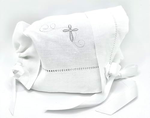 Integrity Designs Baby Linen Bonnet with Cross Embroidery 1