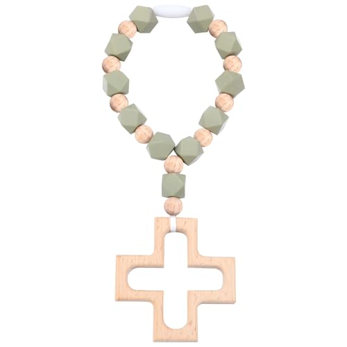 Landical Cross Baptism Silicone Rosary Green