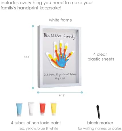 Pearhead Clear Family Handprint Frame 4 Paint Colors Included
