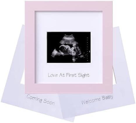 eletecpro Ultrasound Frame with 3 Mats and Real Glass Cover 7x7 Pink Keepsake