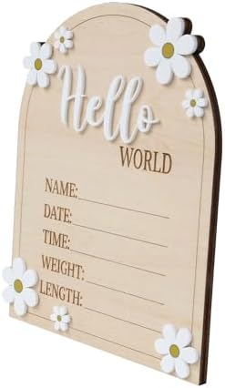 Hello World Baby Birth Stats Sign Wood Engraved
