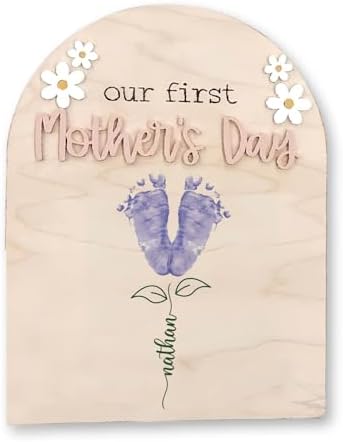 Personalized Mothers Day Footprint Sign - Custom Baby Keepsake 1