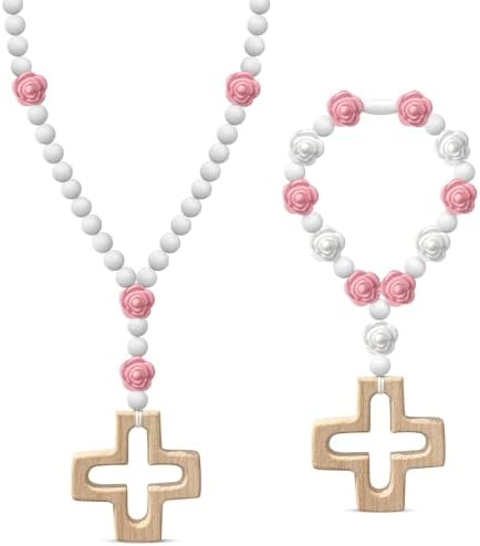 2 Pack Catholic Rosary Beads Set with Silicone Cross