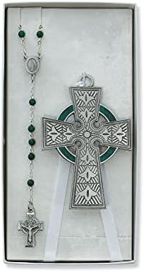 Celtic Crib Cross Rosary Set for New Baby