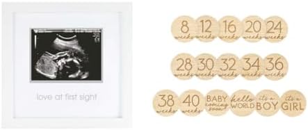 Pearhead Pregnancy Keepsake Set with Sonogram Frame and Milestone Discs
