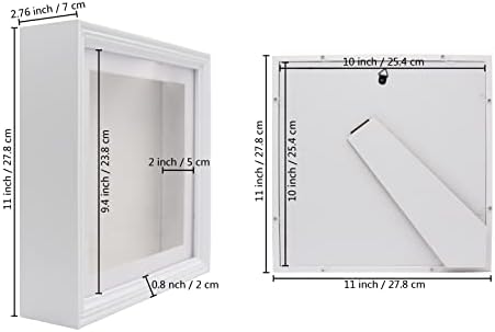 WANLIAN 10x10 Shadow Box Frame with European Border White 2-inch Depth
