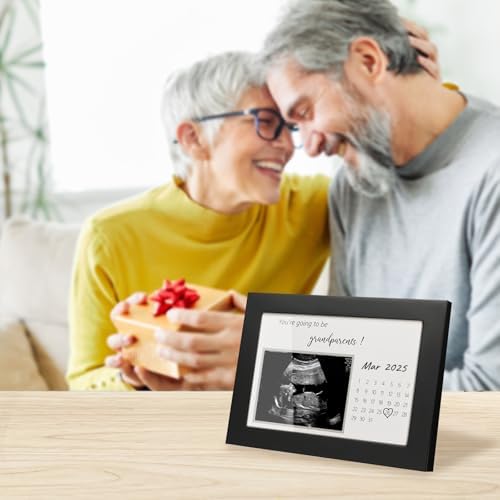 Pregnancy Announcement Frame for Grandparents Black Wooden Sonogram Keepsake