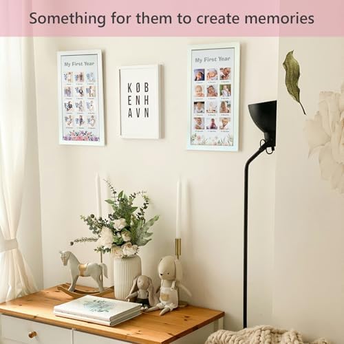 First Year Wooden Photo Frame with Flowers