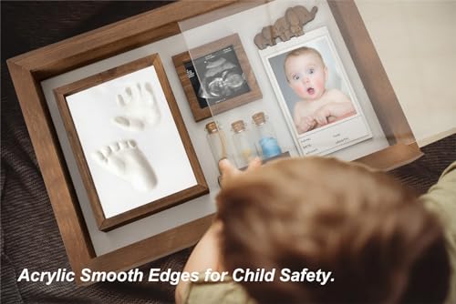 Baby Handprint Footprint Frame - Keepsake Box for Newborn