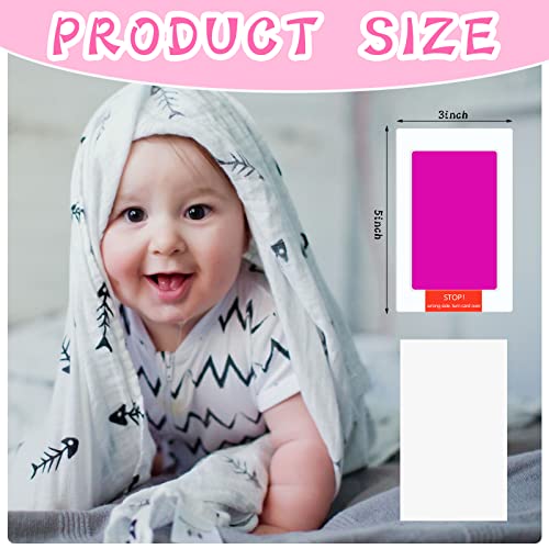 Teling 48 Pcs Inkless Baby Footprint Kit with 16 Color Ink Pads 32 Imprint Cards