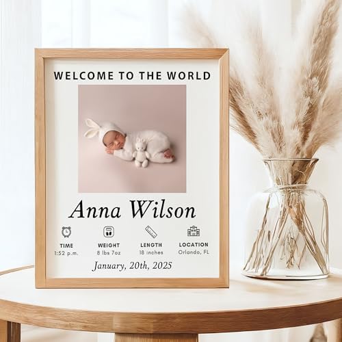 EmbroGlow Personalized Baby Frame with Birth Stats