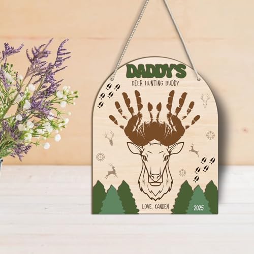 DIY Deer Hunting Buddy Handprint Wooden Sign for Fathers Day