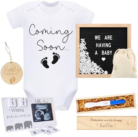 Pregnancy Reveal Kit with Felt Board and Wooden Sign