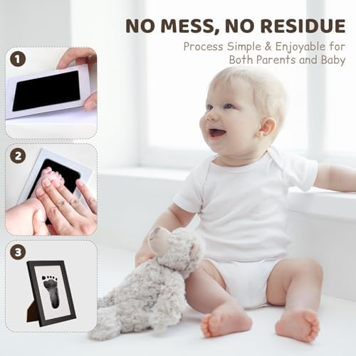 Tubuui Baby Inkless Hand Footprint Kit with Frame