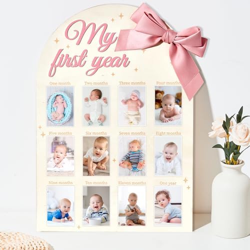 3D Pink Bow Baby Year Milestone Display Board