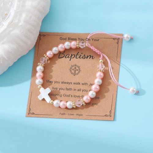 AULSIEY Cross Pearl Bracelet for Teen Girls 1