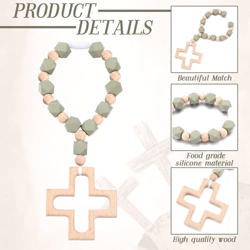 Landical Cross Baptism Silicone Rosary Green