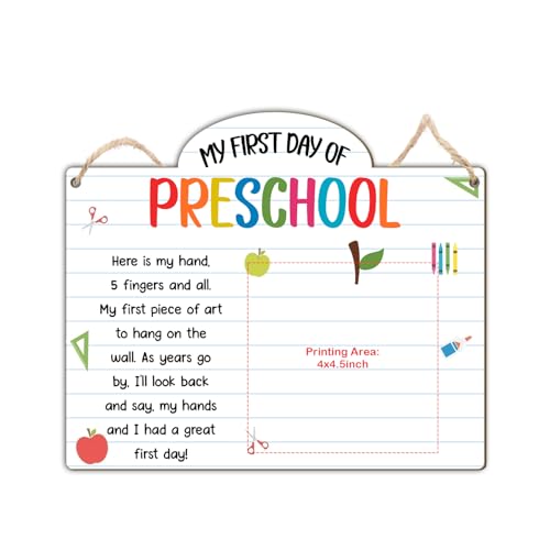 Custom First Day of Preschool Handprint Art Sign Board