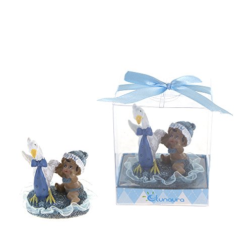 Lunaura Baby Keepsake Set of 12 Boy Black Ethnic Stork Favors Blue