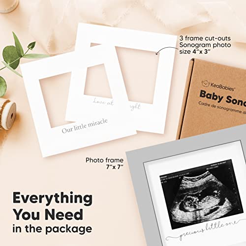 KeaBabies 4-Pack Inkless Hand Footprint Kit - Modern Sonogram Frame with Gift Box