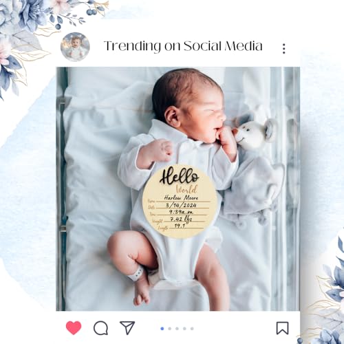 Baby Announcement Sign 6 Hello World Newborn Name Sign
