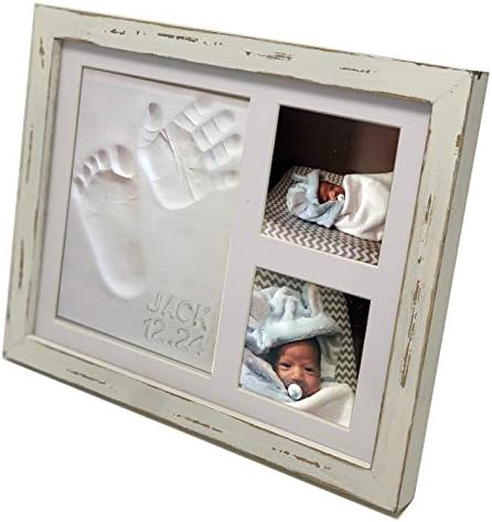 Baby Mushroom Farmhouse Hand Footprint Frame Kit - Rustic 9x11 Distressed Wood
