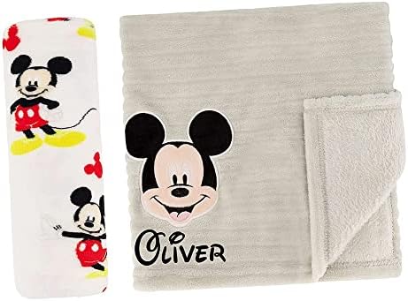 Disney Mickey Mouse Baby Blanket Set - Personalized Name Gift
