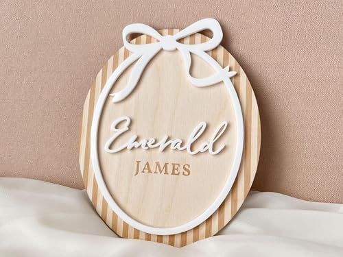 Personalized Baby Boy Name Wall Sign with Blue Bow