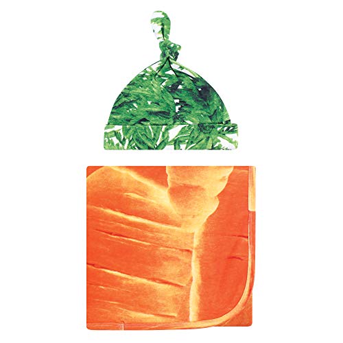 Touched by Nature Organic Cotton Swaddle Blanket and Headband Set Carrot One Size