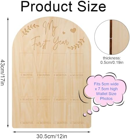 PEUTIER First Year Wood Photo Frame for Baby Keepsakes 17x12 Inch
