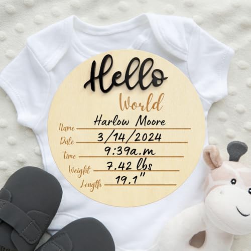 Baby Announcement Sign 6 Hello World Newborn Name Sign