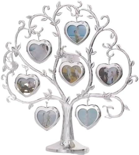 STBTOO Custom Family Tree Picture Frame - 7 Photo Heart-Shaped Collage for Genealogy and Home Decor