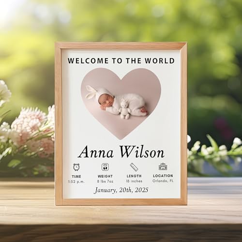 EmbroGlow Personalized Baby Frame with Birth Stats