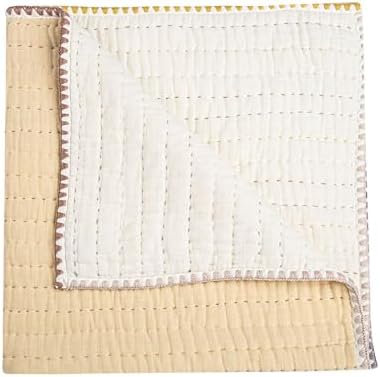 Crane Baby Quilted Cotton Blanket 36x36 Light Yellow