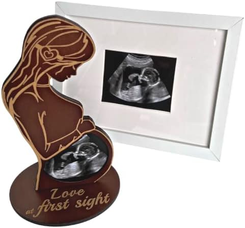 Hearts Sign Ultrasound Picture Frame Set - Unique Wooden Baby Keepsake Bundle