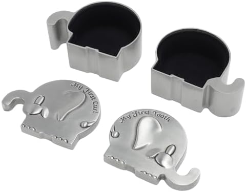 GLOGLOW 2 Pack Elephant Keepsake Boxes for First Tooth Curl Collection