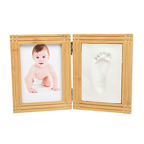 Babys Print Keepsake Desk Frame Kit - Safe Clay Hand Footprint Frame for Newborn