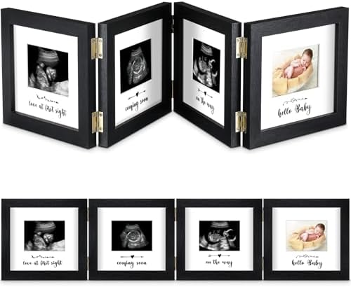 4-Fold Sonogram Picture Frame with Card and Hook Black