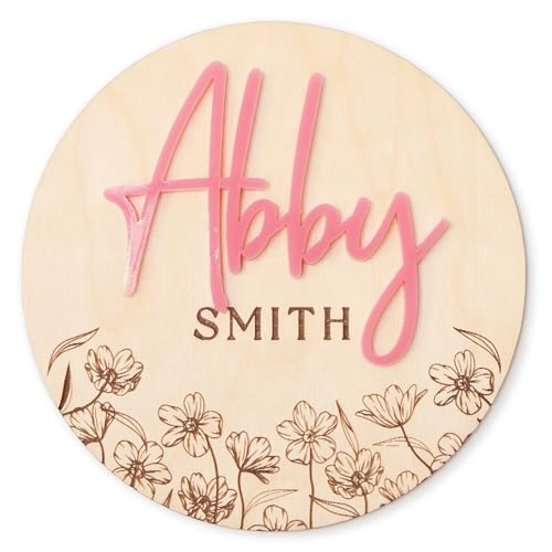 Personalized Baby Girl Floral Engraved Name Sign