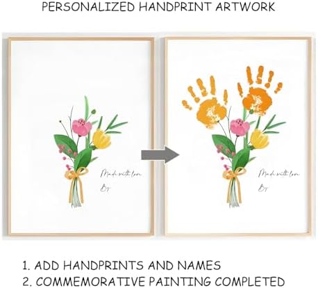 Poranlem Baby Handprint Floral Bouquet Wall Art Print